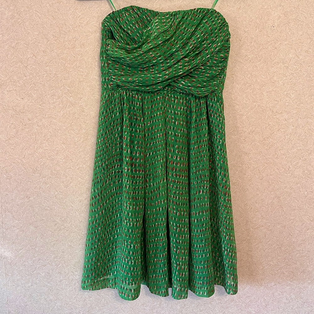 Madewell Broadway & Broome, Green, Fit & Flare Strapless dress